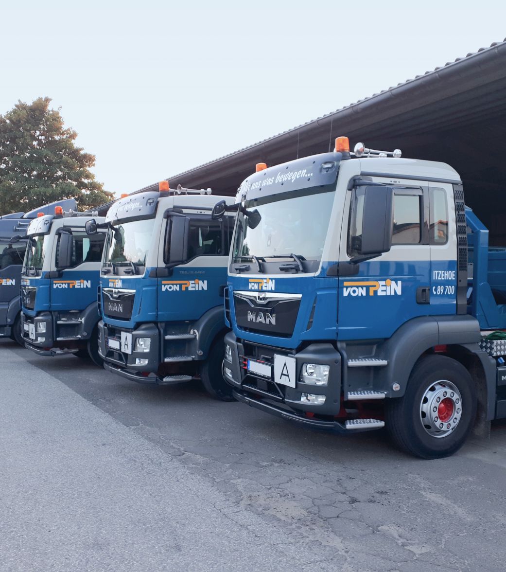Fuhrpark von Containerdienst von Pein GmbH & Co. KG mit Transportfahrzeugen